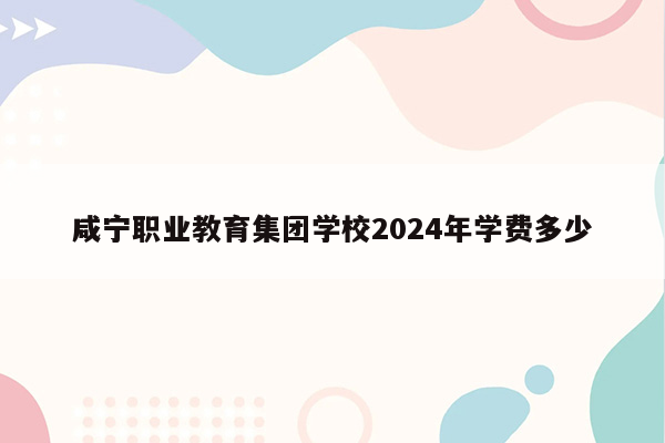 咸宁职业教育集团学校2024年学费多少