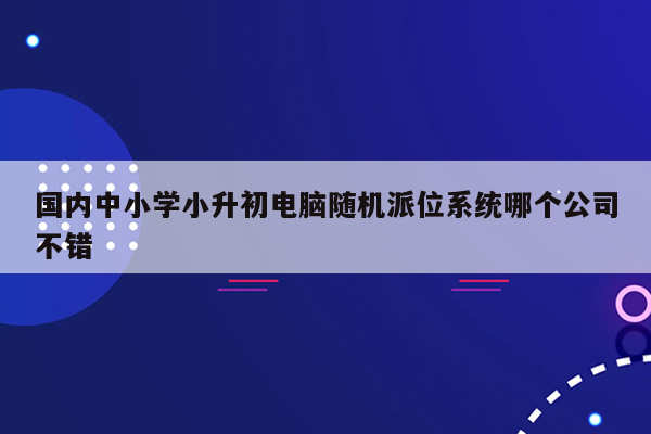 国内中小学小升初电脑随机派位系统哪个公司不错