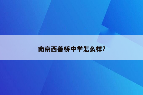 南京西善桥中学怎么样?