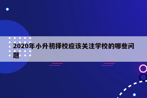 2020年小升初择校应该关注学校的哪些问题