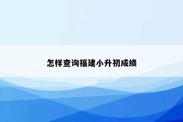 怎样查询福建小升初成绩