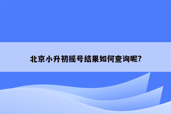 北京小升初摇号结果如何查询呢?