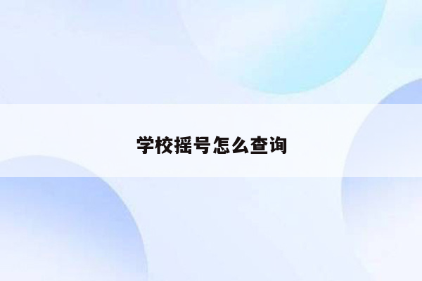 学校摇号怎么查询