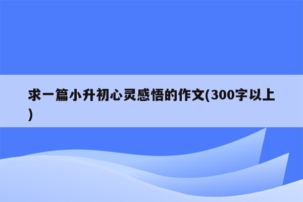 求一篇小升初心灵感悟的作文(300字以上)