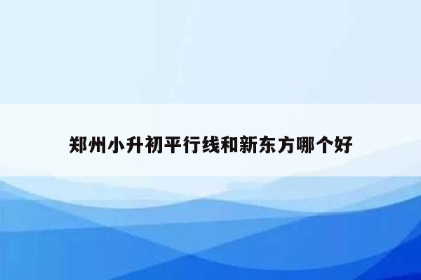 郑州小升初平行线和新东方哪个好