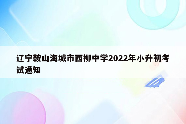 辽宁鞍山海城市西柳中学2022年小升初考试通知