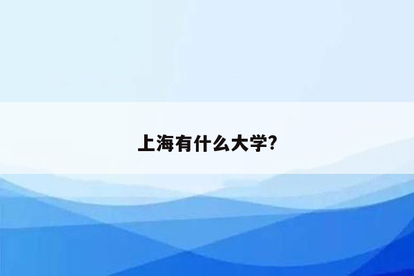 上海有什么大学?