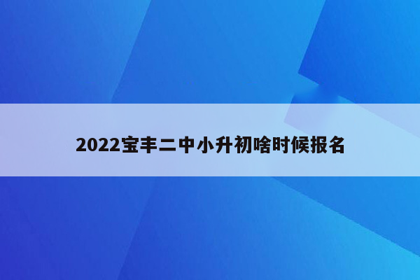 2022宝丰二中小升初啥时候报名