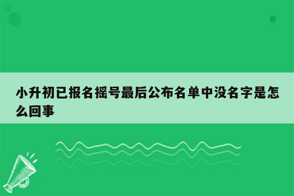 小升初已报名摇号最后公布名单中没名字是怎么回事