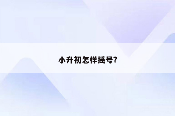 小升初怎样摇号?