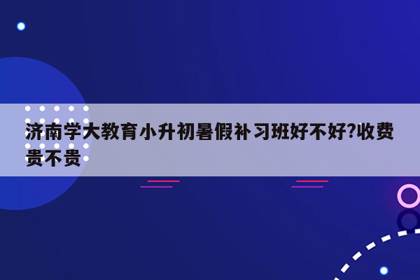 济南学大教育小升初暑假补习班好不好?收费贵不贵