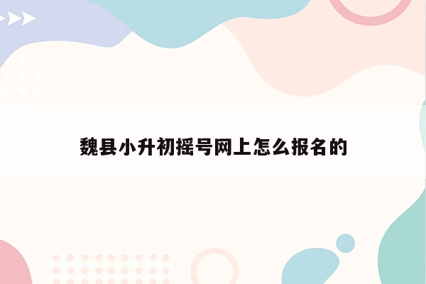 魏县小升初摇号网上怎么报名的