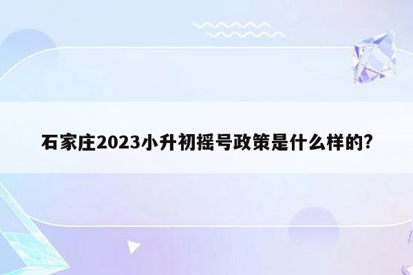 石家庄2023小升初摇号政策是什么样的?