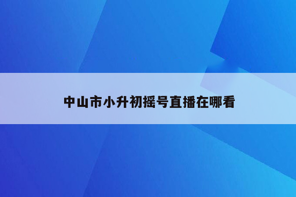 中山市小升初摇号直播在哪看