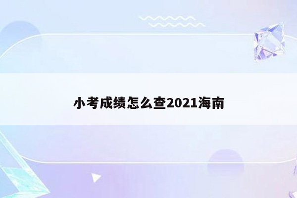 小考成绩怎么查2021海南