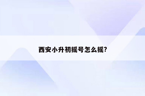 西安小升初摇号怎么摇?