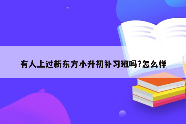 有人上过新东方小升初补习班吗?怎么样