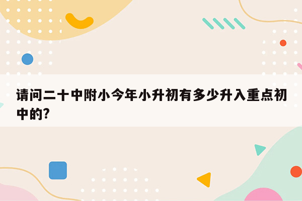 请问二十中附小今年小升初有多少升入重点初中的?