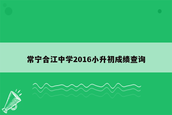 常宁合江中学2016小升初成绩查询