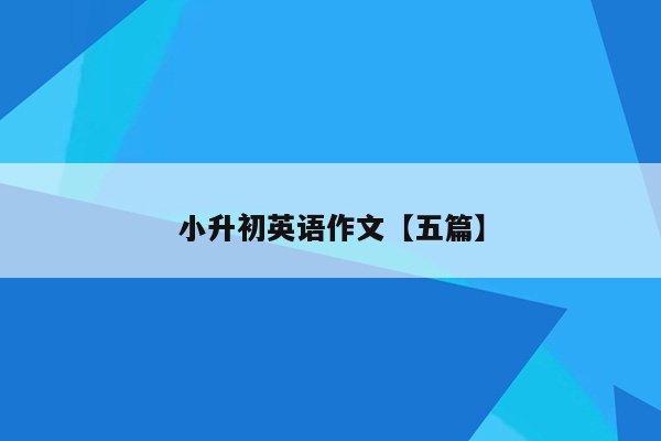 小升初英语作文【五篇】