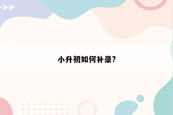 小升初如何补录?