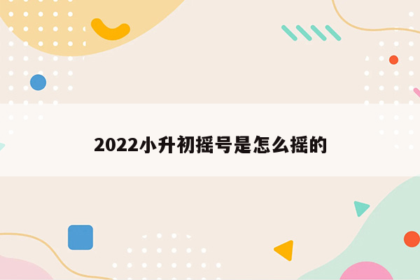 2022小升初摇号是怎么摇的