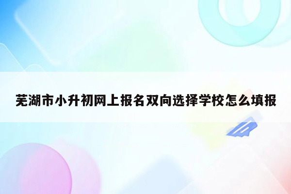 芜湖市小升初网上报名双向选择学校怎么填报