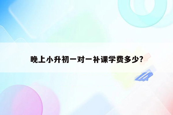 晚上小升初一对一补课学费多少?