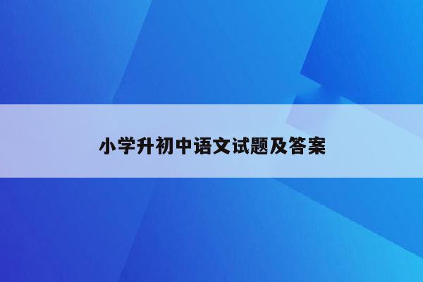 小学升初中语文试题及答案