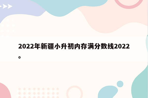 2022年新疆小升初内存满分数线2022。