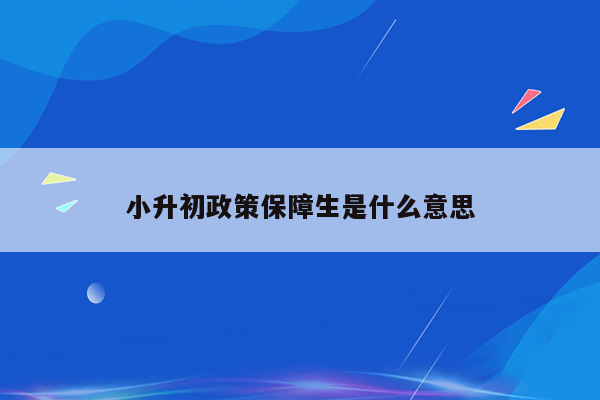 小升初政策保障生是什么意思