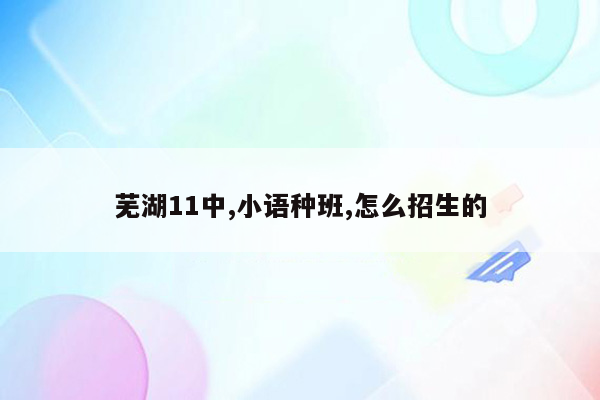 芜湖11中,小语种班,怎么招生的