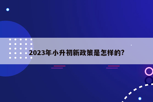 2023年小升初新政策是怎样的?