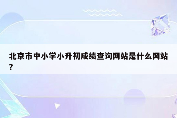 北京市中小学小升初成绩查询网站是什么网站?