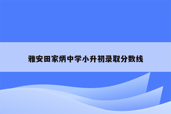 雅安田家炳中学小升初录取分数线