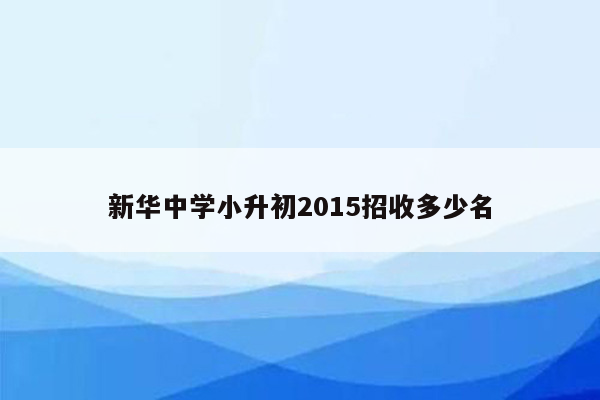 新华中学小升初2015招收多少名