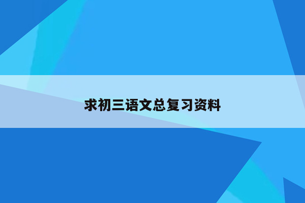 求初三语文总复习资料