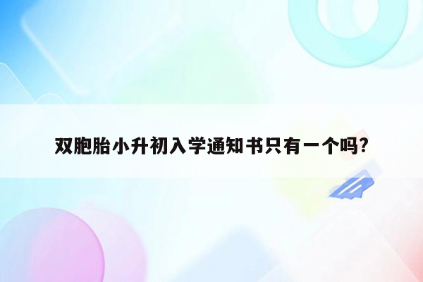 双胞胎小升初入学通知书只有一个吗?