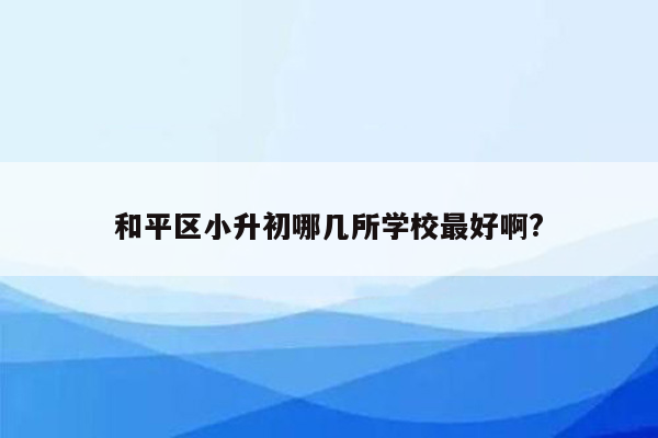 和平区小升初哪几所学校最好啊?