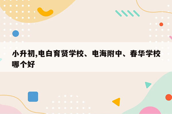 小升初,电白育贤学校、电海附中、春华学校哪个好