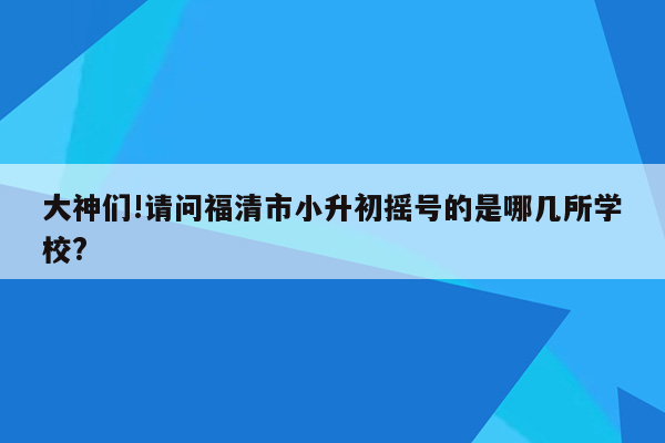 大神们!请问福清市小升初摇号的是哪几所学校?