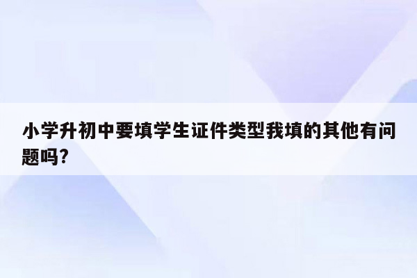 小学升初中要填学生证件类型我填的其他有问题吗?