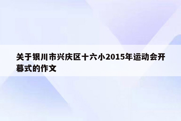 关于银川市兴庆区十六小2015年运动会开幕式的作文