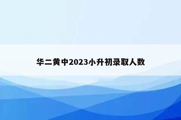 华二黄中2023小升初录取人数