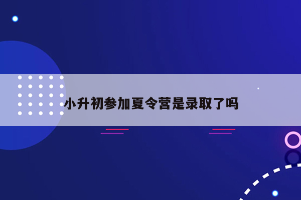 小升初参加夏令营是录取了吗