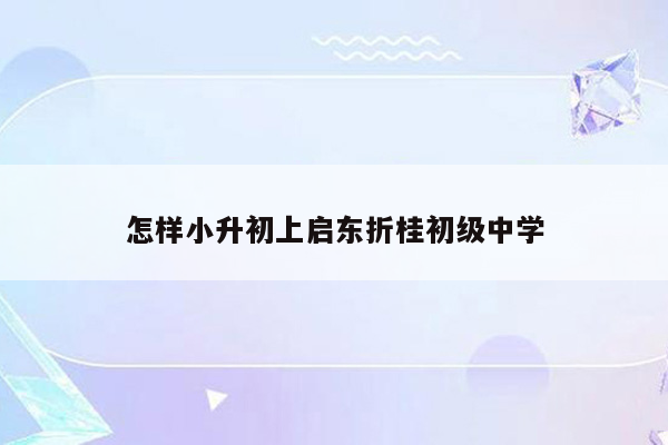 怎样小升初上启东折桂初级中学