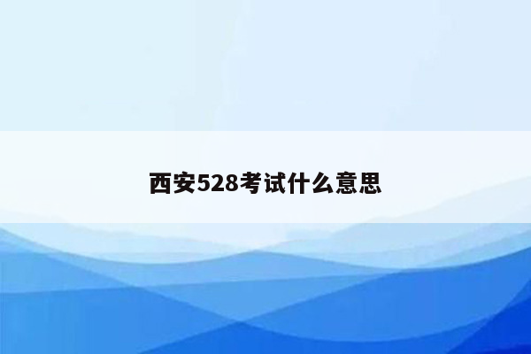 西安528考试什么意思