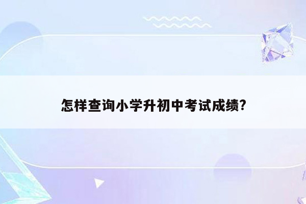 怎样查询小学升初中考试成绩?