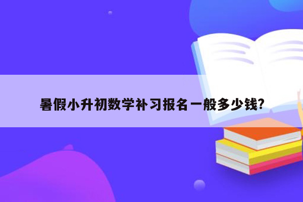 暑假小升初数学补习报名一般多少钱?