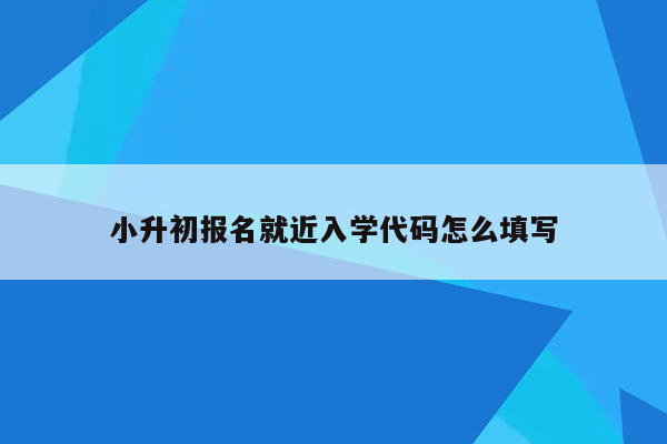 小升初报名就近入学代码怎么填写